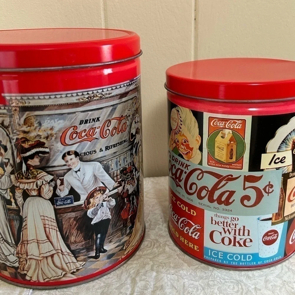 Vintage Coca-Cola Coke Set of 2 Tins 1993 & 1995 Collectible